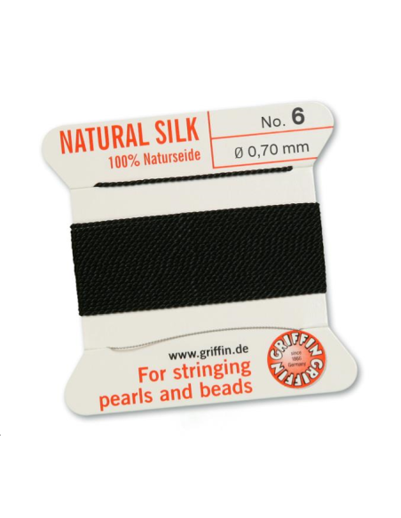Fil de soie 0.7 mm noir  Fil de soie naturelle No. 6 diamètre 0.7 mm- 1