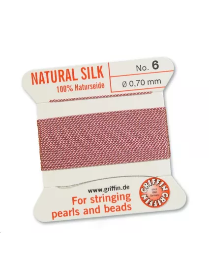 Fil de soie 0.7 mm rose foncé   Fil de soie naturelle No. 6 diamètre 0.7 mm- 1