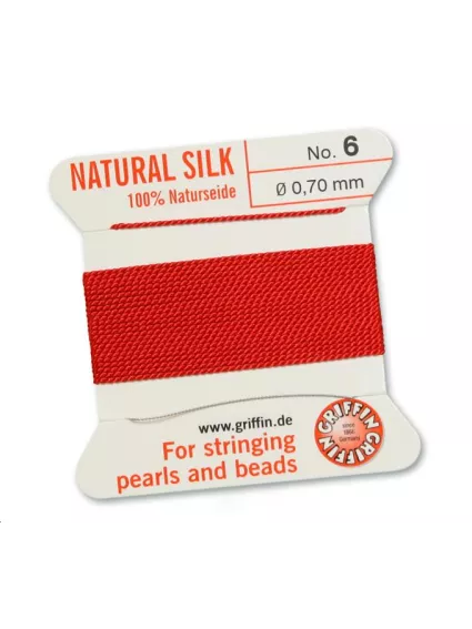 Fil de soie 0.7 mm rouge   Fil de soie naturelle No. 6 diamètre 0.7 mm- 1