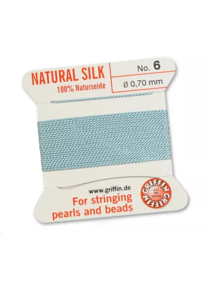 Fil de soie 0.7 mm turquoise   Fil de soie naturelle No. 6 diamètre 0.7 mm- 1
