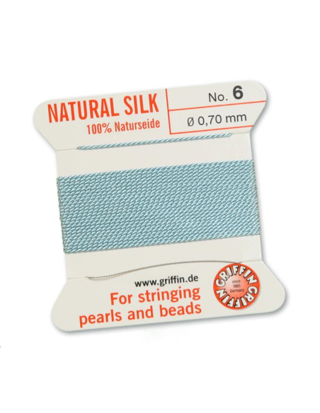 Fil de soie 0.7 mm turquoise   Fil de soie naturelle No. 6 diamètre 0.7 mm- 1 Fil de soie 0.7 mm turquoise   Fil de soie naturelle No. 6 diamètre 0.7 mm- 1