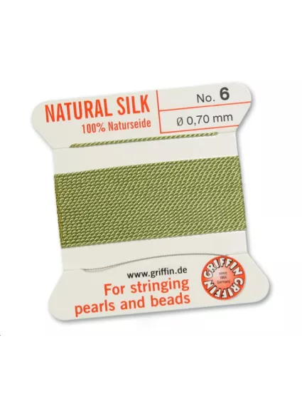 Fil de soie 0.7 mm vert jade   Fil de soie naturelle No. 6 diamètre 0.7 mm- 1