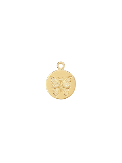 Pampille rond décor papillon 10,5mm