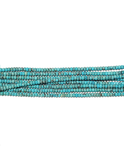 Turquoise rondelle 4mm bleue matrix  Heishi et donuts- 1