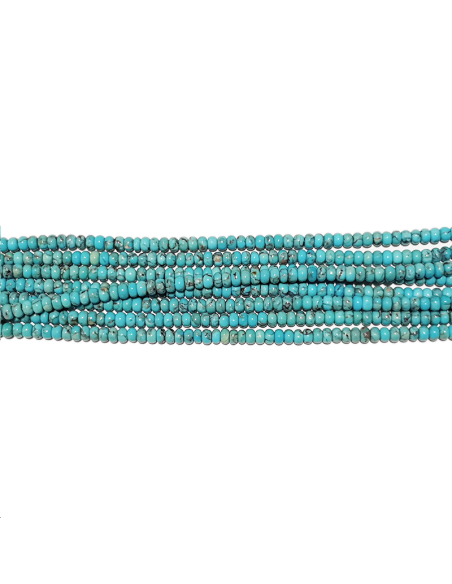 Turquoise rondelle 4mm bleue matrix  Heishi et donuts- 1