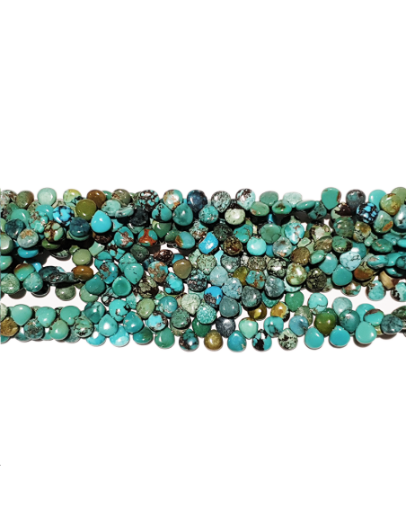 Turquoise poire applatie 6-7mm  Heishi et donuts- 1 Turquoise poire applatie 6-7mm  Heishi et donuts- 1