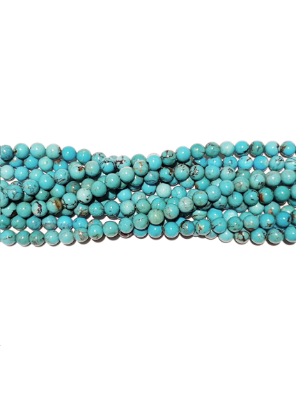 Turquoise ronde 6mm bleue  Heishi et donuts- 1
