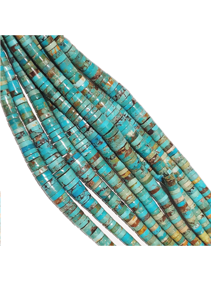 Turquoise Heishi en chute 4-10mm  Heishi et donuts- 1