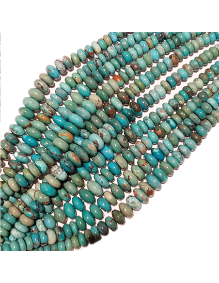 Turquoise rondelle en chute 4-10mm bleue  Heishi et donuts- 1 Turquoise rondelle en chute 4-10mm bleue  Heishi et donuts- 1