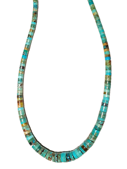 Turquoise Heishi en chute 4-10mm  Heishi et donuts- 1 2