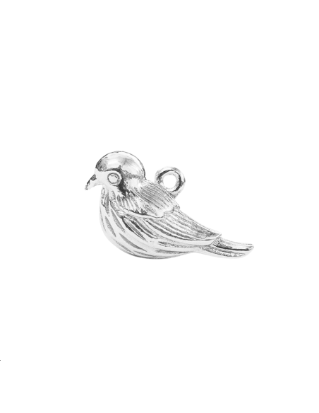 Pendentif oiseau 20x12mm plaqué arg