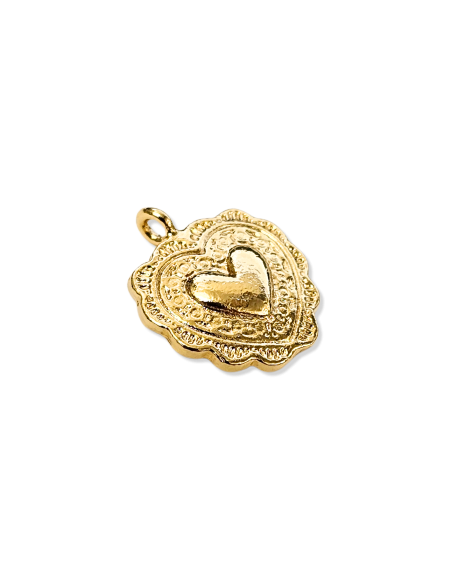 Pendentif médaillon coeur 13mm