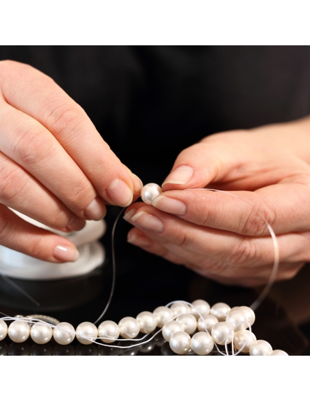 Enfilage perles de culture sur soie- Atelier bijou DIY- Marseille