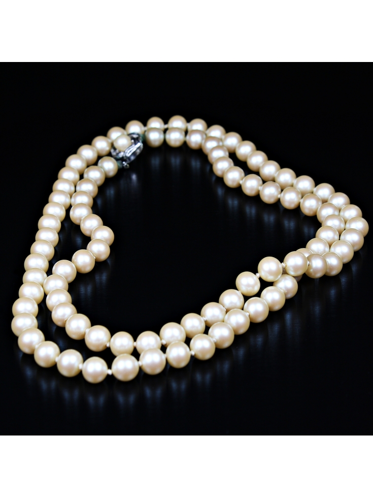 Collier de perles montage à noeuds sur soie - Formation